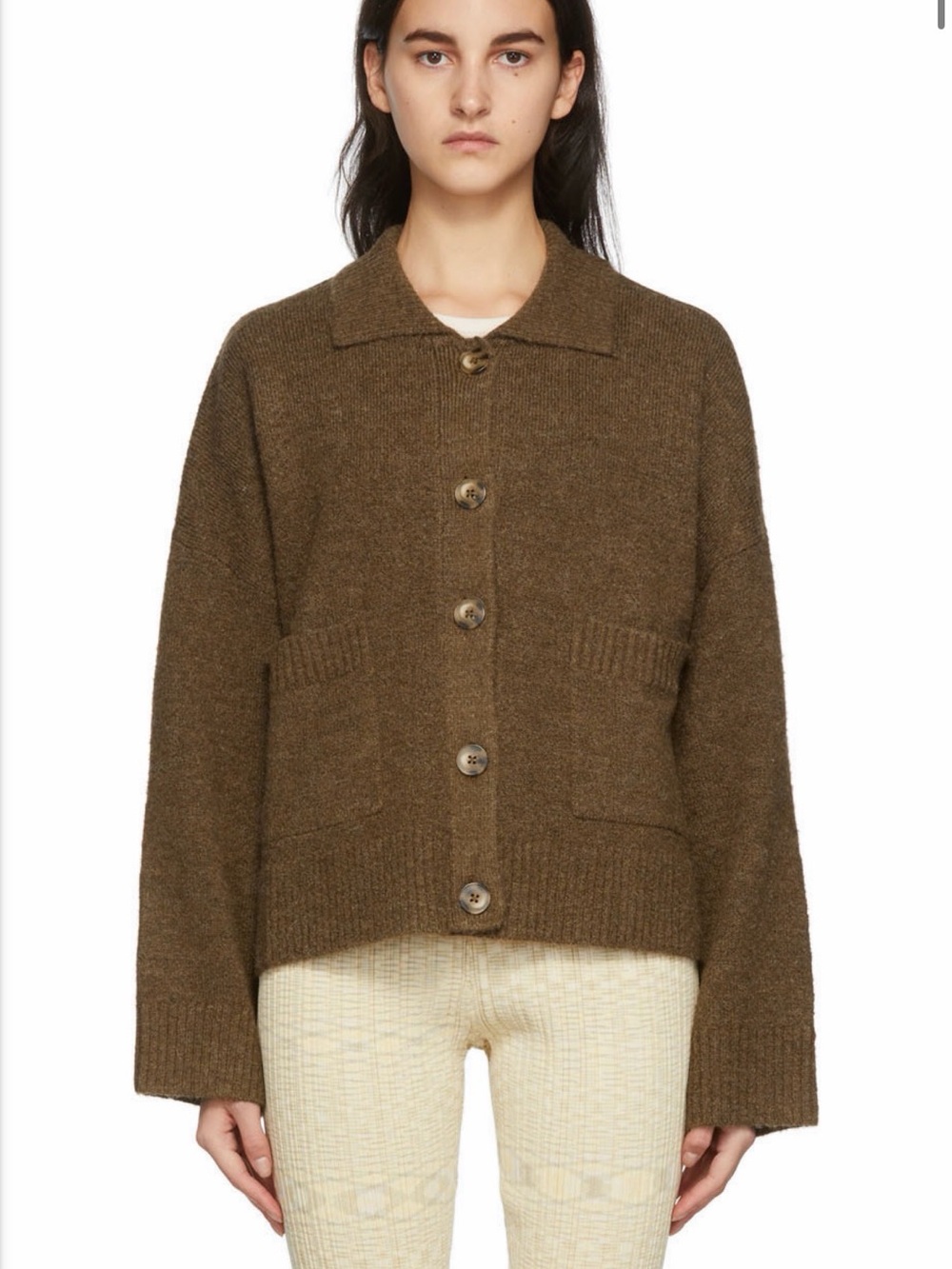 NWT! Holzweiler Size S • Brown Tiered Knit Cardigan Wide Sleeve.
